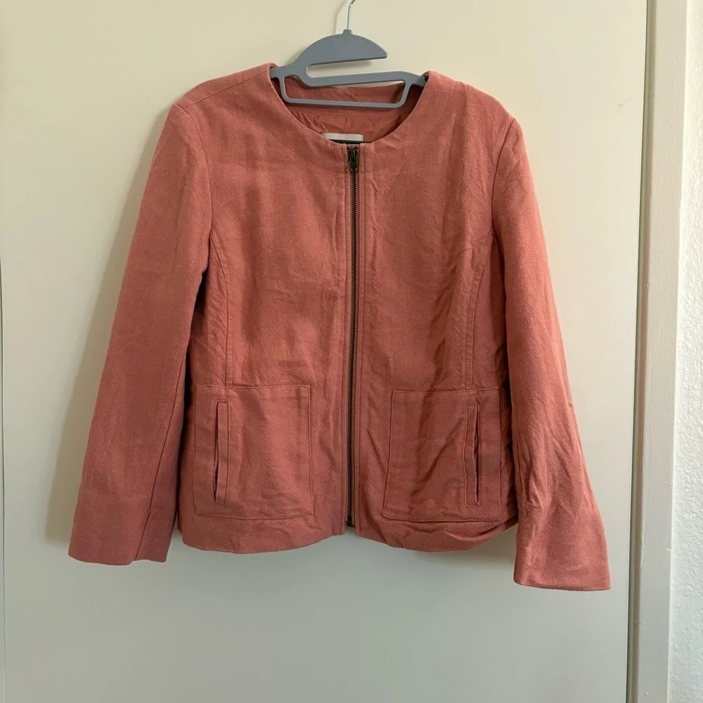 Ann Taylor LOFT Women's Pink Blazer Jacket Linen and Cotton Blend Size 8